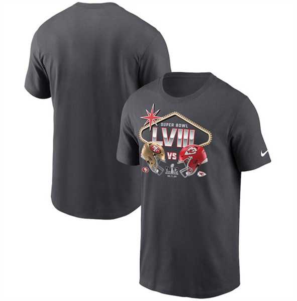 Men's Kansas City Chiefs vs. San Francisco 49ers Super Bowl LVIII Anthracite Matchup T-Shirt,We sell and wholesale Men's Kansas City Chiefs vs. San Francisco 49ers Super Bowl LVIII Anthracite Matchup T-Shirt on line form chian!
